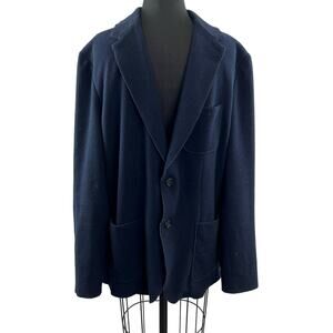 Zachary Prell Navy Blue Two Button Notched Lapel Knit Blazer w/ Pockets Size L